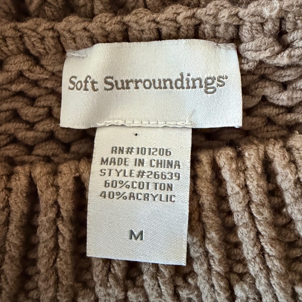Soft Surroundings Brown Chunky Knit A-Line Tunic Sweater Bell Sleeve Womens Sz M - Picture 7 of 8